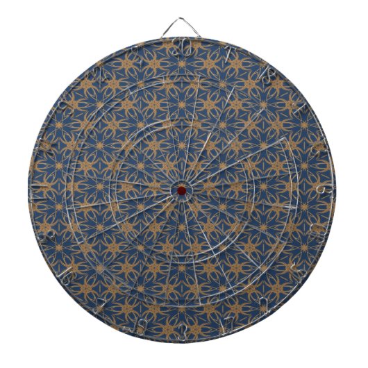 Blau- und Goldblätterdesign Dartscheibe (vorne)