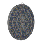 Blau- und Goldblätterdesign Dartscheibe (Vorderseite Links)