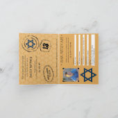 Blau-und Golddavidsstern Bar Mitzvah Pass Einladung (Innenseite)