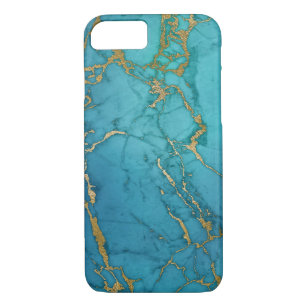 Blau-und Goldeleganter moderner Marmorierungdruck Case-Mate iPhone Hülle
