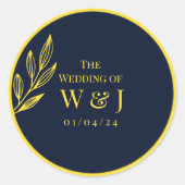 blau und golden : Aufkleber online : Hochzeit (Vorderseite)