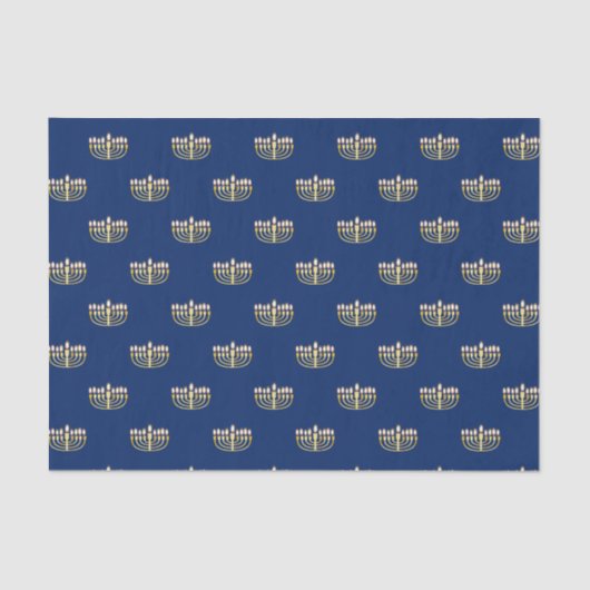 Blau und Golden Hanukkah Menorah Seidenpapier (Vorderseite)