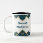 Blau und Golden islamic Umrah Mubarak auf Englisch Zweifarbige Tasse (Links)