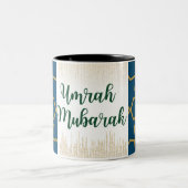Blau und golden und grüner Umrah Mubarak Zweifarbige Tasse (Mittel)