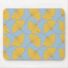 Blau-und GoldfallGinkgo Ginko Biloba Blätter Mousepad