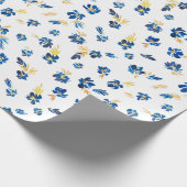 Blau und goldfarbene Blume Geschenkpapier (Ecke)