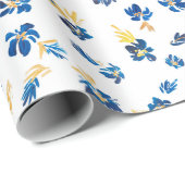 Blau und goldfarbene Blume Geschenkpapier (Rolleneckpunkt)