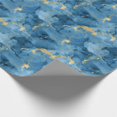 Blau und goldfarbener Marmor flüssiger Stil Geschenkpapier (Ecke)