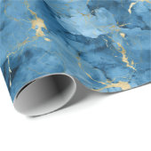 Blau und goldfarbener Marmor flüssiger Stil Geschenkpapier (Rolleneckpunkt)