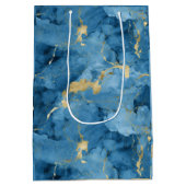 Blau und goldfarbener Marmor flüssiger Stil Mittlere Geschenktüte (Rückseite)