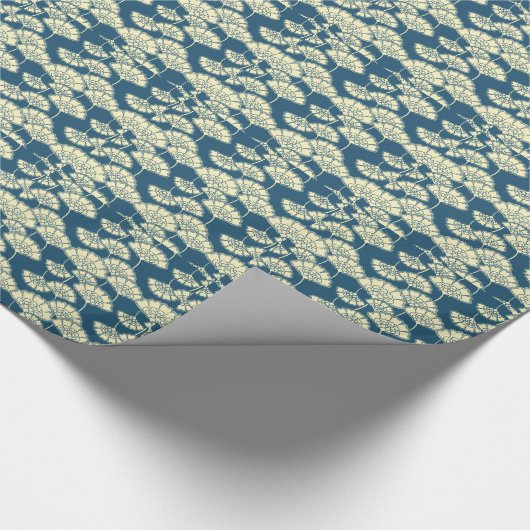 Blau- und Goldfolie Japanermuster Geschenkpapier (Ecke)