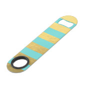 Blau-und Goldfolien-Streifen gedruckt Speed Flaschenöffner (Rückseite Schrägansicht)