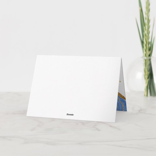 Blau und GoldGeode | Schläger Mitzvah oder Bar Dankeskarte (Rückseite)