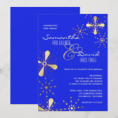 Blau-und Goldindische inspirierte Hochzeit Einladung (Vorne/Hinten)