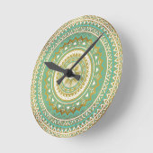 Blau und Goldmadala Runde Wanduhr (Winkel)