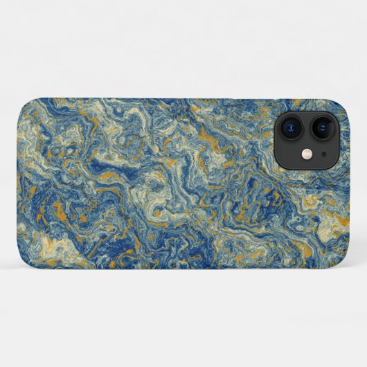 Blau- und Goldmarmor Case-Mate iPhone Hülle (Rückseite (Horizontal))