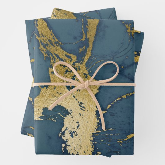 Blau- und Goldmarmor Geschenkpapier Set (Beispiel)