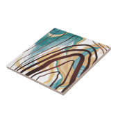 Blau und Goldmarmor Holzkörner Abstrakt Fliese (Seite)