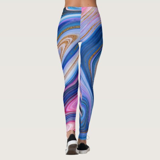 Blau- und Goldmarmor Leggings (Rückseite)