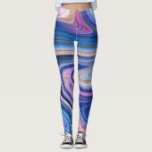 Blau- und Goldmarmor Leggings (Vorderseite)
