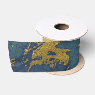 Blau- und Goldmarmor Satinband