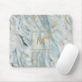 Blau-und Goldmarmormonogramm Mousepad (Mit Mouse)