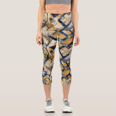 Blau- und Goldmosaik: Abstraktes geometrisches Mus Capri Leggings (Vorderseite)