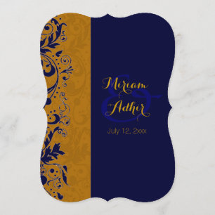 Blau und Goldmoslemische Hochzeit oder Verlobung Einladung