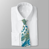 Blau- und Goldpaisley-Muster Krawatte (Gebunden)