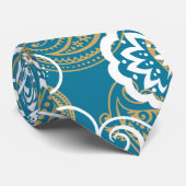 Blau- und Goldpaisley-Muster Krawatte (Gerollt)