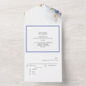 Blau und Goldrahmen All In One Einladung (Innen Boden)