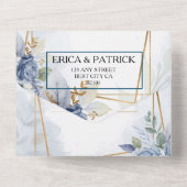 Blau und Goldrahmen All In One Einladung (Rückseite)