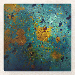 Blau-und Goldrebe Glasuntersetzer