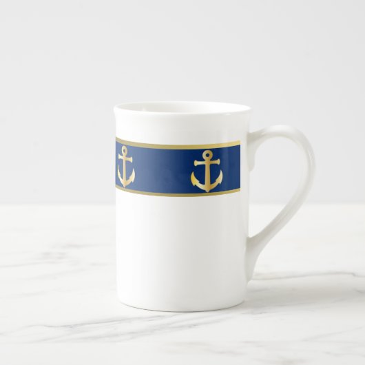 Blau und Goldseeknochen-China-Tasse Porzellantasse (Rechts)