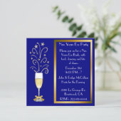 Blau-und GoldSilvester-Party Einladungen (Stehend Vorderseite)