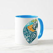 Blau und Goldstammes- Tätowierung macaw Tasse (VorderseiteRechts)