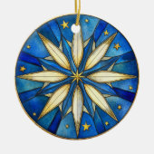 BLAU- UND GOLDSTERNFORM KERAMIK ORNAMENT (Vorne)