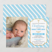 Blau-und Goldtauftaufe-Baby Einladung (Vorne/Hinten)