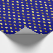 Blau und GoldTupfen-Packpapier Geschenkpapier (Ecke)