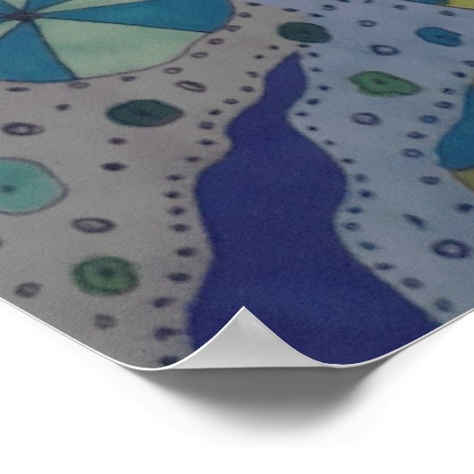 Blau und Grau Abstrakt Poster (Ecke)