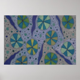 Blau und Grau Abstrakt Poster