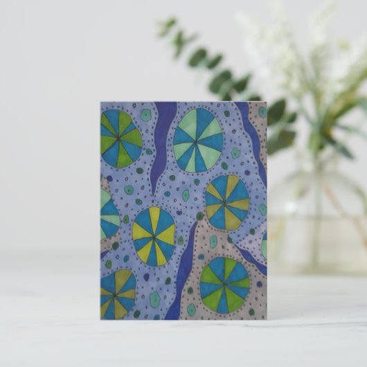 Blau und Grau Abstrakt Postkarte (Stehend Vorderseite)