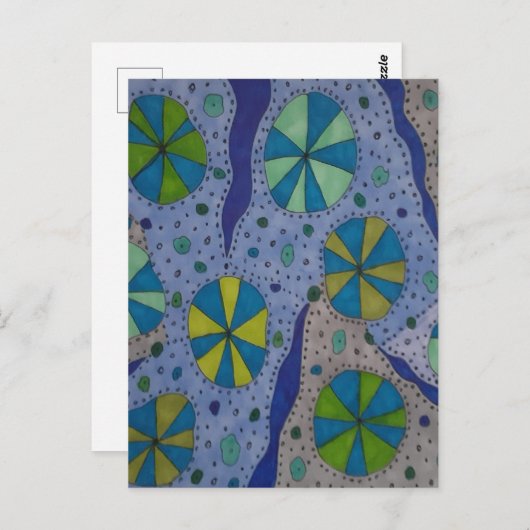 Blau und Grau Abstrakt Postkarte (Vorne/Hinten)