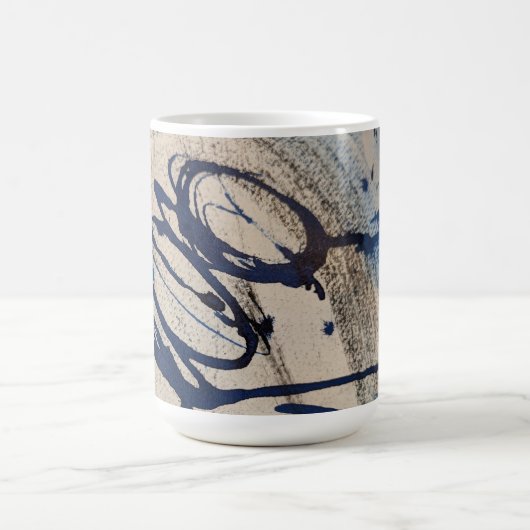 Blau und Grau Abstrakte Ohs Kaffeetasse (Mittel)