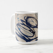 Blau und Grau Abstrakte Ohs Kaffeetasse (Vorderseite Links)