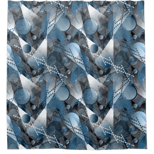 Blau und Grau. Abstraktion. Duschvorhang (Vorderseite)