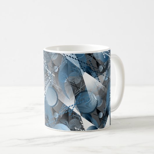Blau und Grau. Abstraktion. Kaffeetasse (VorderseiteRechts)