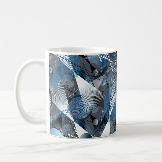 Blau und Grau. Abstraktion. Kaffeetasse (Links)