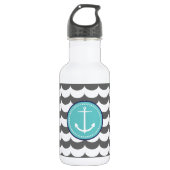 Blau und Grau Anchor mit Wellenmuster Edelstahlflasche (Vorderseite)