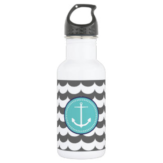 Blau und Grau Anchor mit Wellenmuster Edelstahlflasche